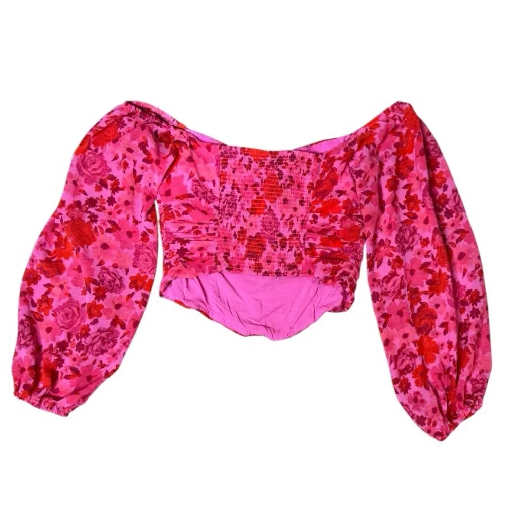 Free People Oh Lala Floral Rosette Top size XS